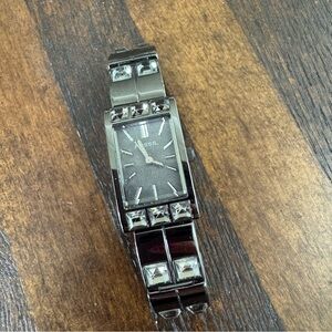 Fossil Gunmetal Watch with Crystal Accents